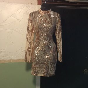 Fashion Nova rose pink sequined party dress